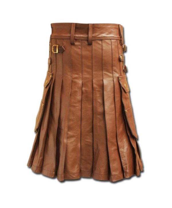 Celtic Leather Kilt with Leather Sporran - Scottish Kilt Collection