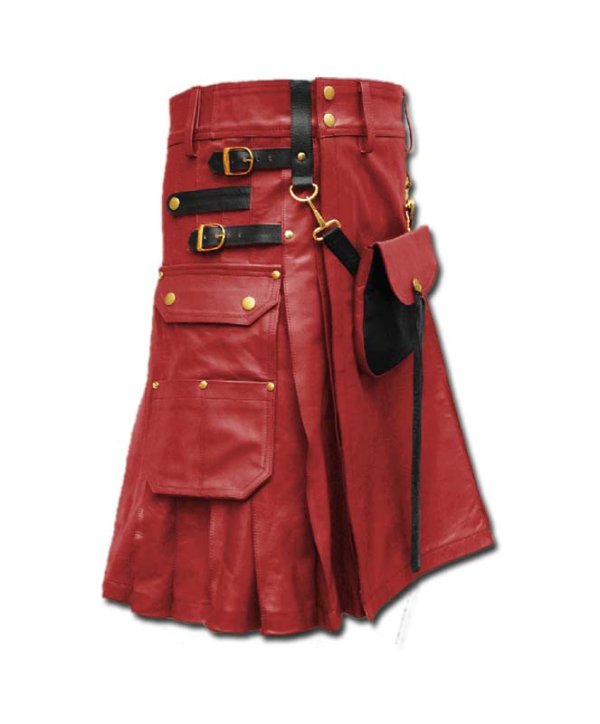 Celtic Leather Kilt with Leather Sporran - Scottish Kilt Collection