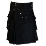 Detachable Pockets Kilt for Running Man black