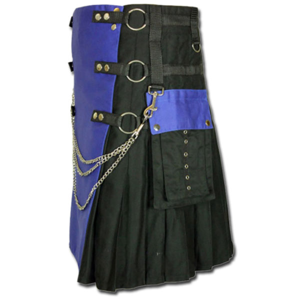 Fashion Kilt with Multi Color Pockets blue black1