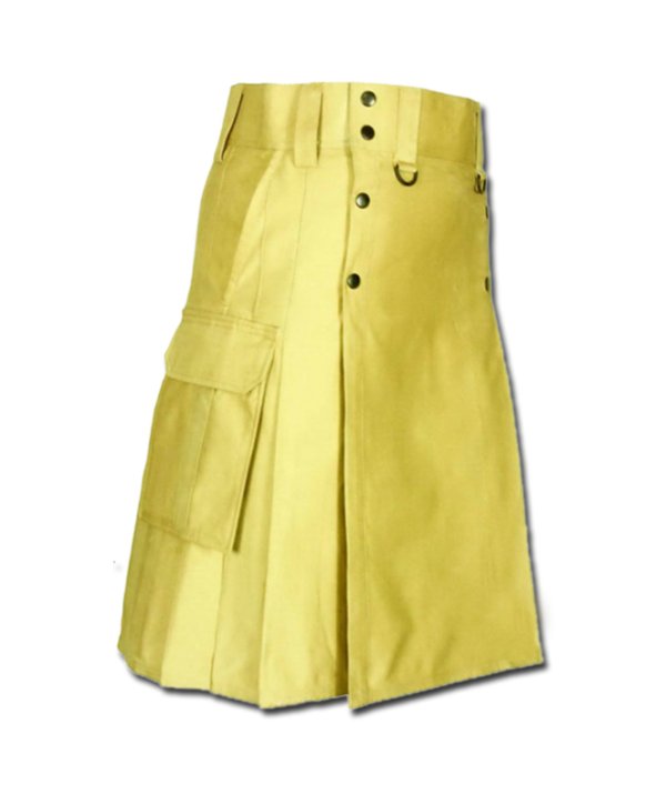 Slash Pocket Kilt for Elegant Men yellow 1