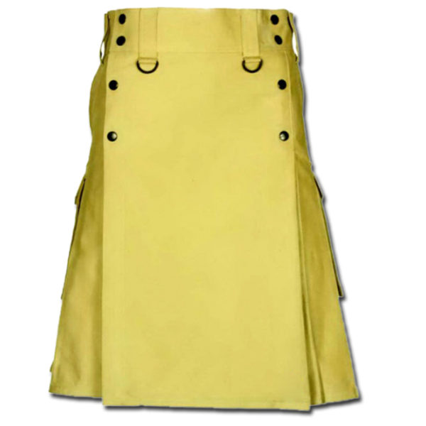 Slash Pocket Kilt for Elegant Men yellow 2
