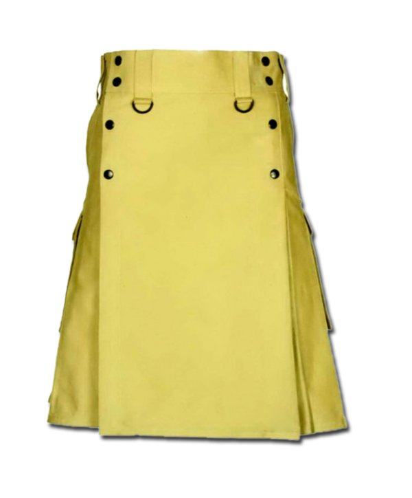 Slash Pocket Kilt for Elegant Men yellow 2