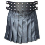 Black Mini Leather Gladiator Kilt with Studs
