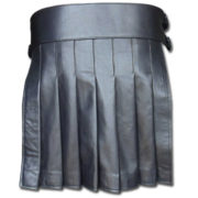 Black Mini Leather Gladiator Kilt with Studs-2
