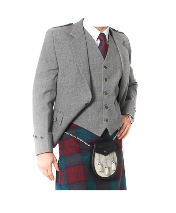 grey tweed kilt jacket and waistcoat