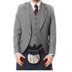 Light Grey Tweed Argyle Jacket And 5 Button Vest-6
