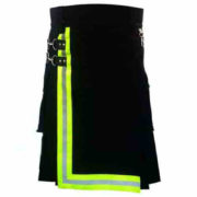 Black-Firefighter-Kilt-with-high-visible-reflector-main