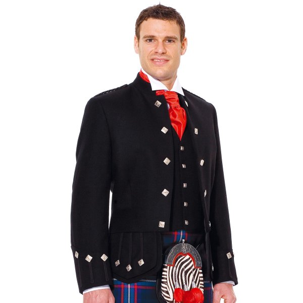100% Wool Scottish Highlander Military Tunic Sherrifmuir Kilt Jacket & Waistcoat 