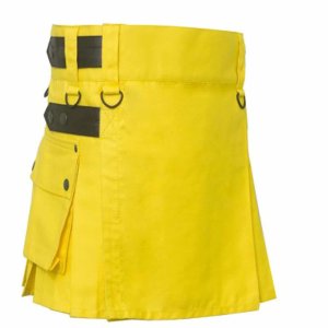 2020 Buy New Christmas Yellow Kiltish Women Leather utility Kilt Fast Shipping 
