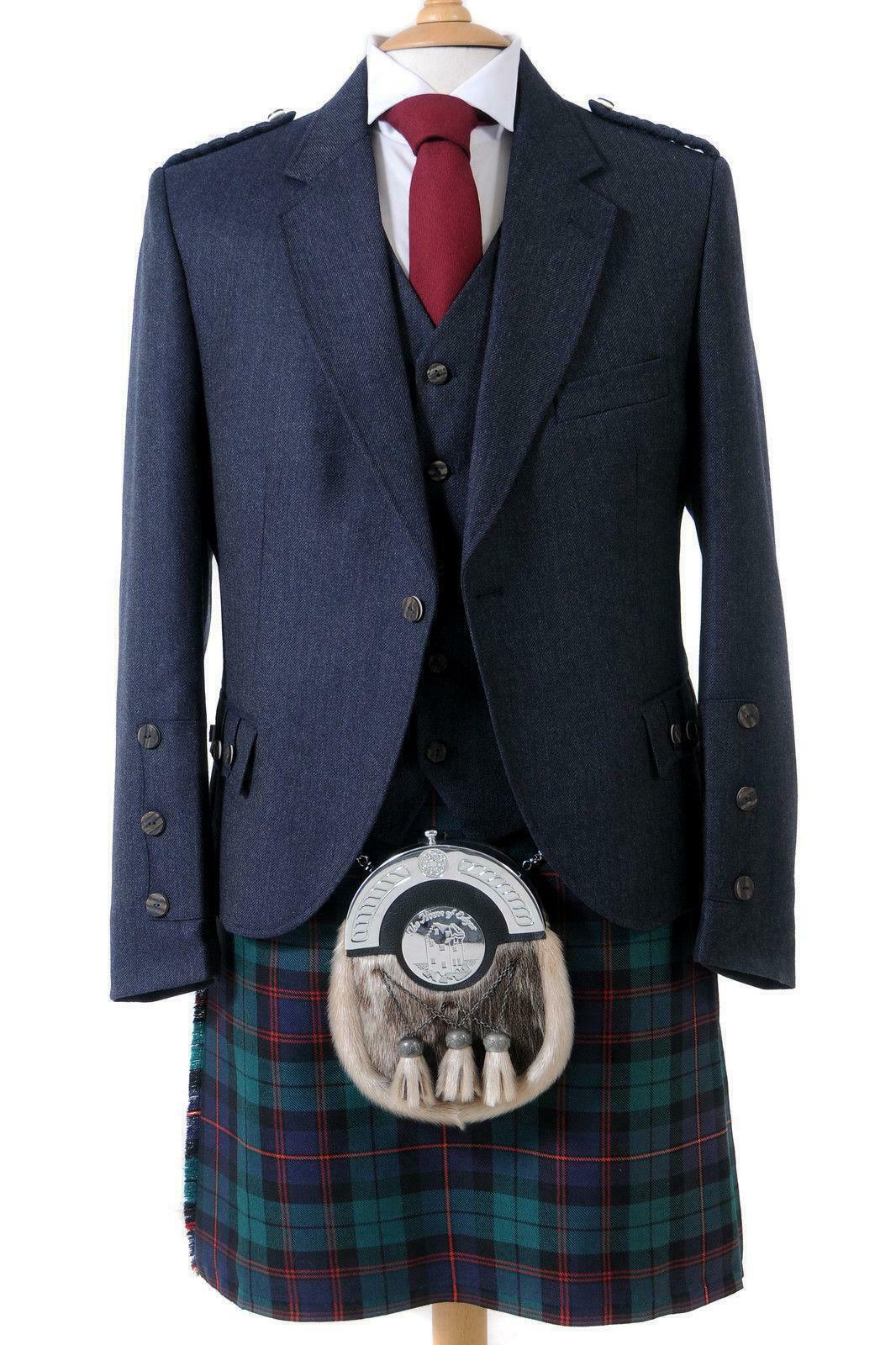 Crail Highland Jacket and Waistcoat in Midnight Blue Arrochar Tweed ...