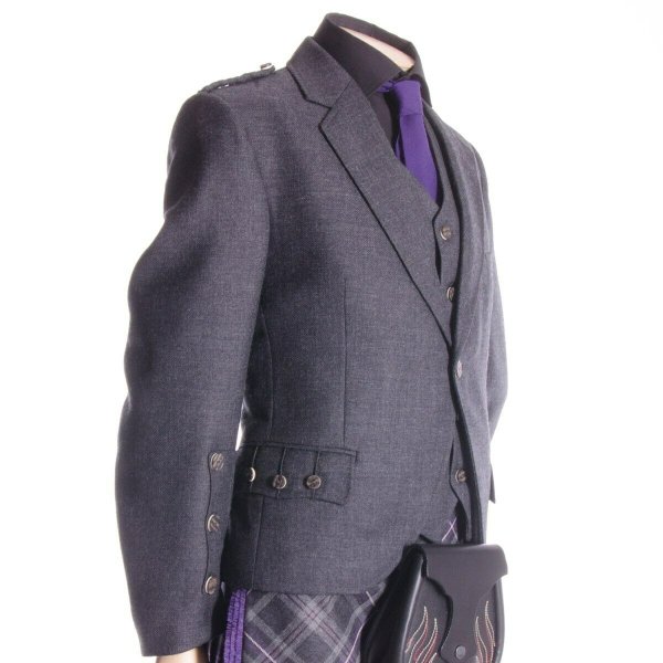 Crail Kilt Jacket and Waistcoat, Grey Charcoal Scottish Kilt