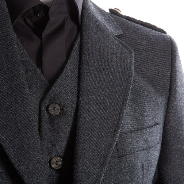 Crail Kilt Jacket and Waistcoat, Grey Charcoal Scottish Kilt