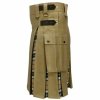 Modern Fashion Extendable Brown & Camel Tartan Tactical Fashion Kilt 100% Cotton01