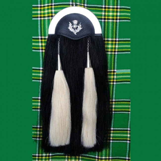 Handmade Original Long Horse Hair Sporran with Two Black Tassels 