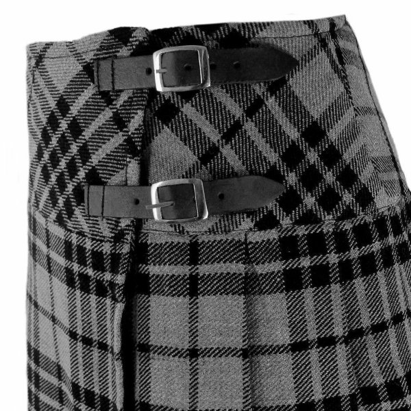 Ladies Knee Length Highland Gray Modern Kilt Tartan plated 1
