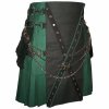 MENS GREEN AND BLACK CANVAS CARGO STYLISH UTILITY KILT