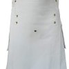 White Leather Strap Utility Kilt For Active Man Kilt Wedding Kilts1