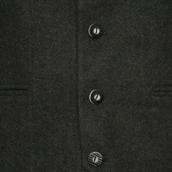 Olive Green Tweed kilt jacket With 5 Button Vest