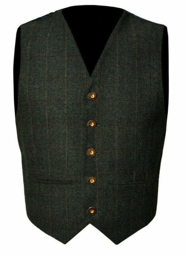 Trendy Scottish Tweed Argyle Kilt Jacket With Waistcoat Vest 1
