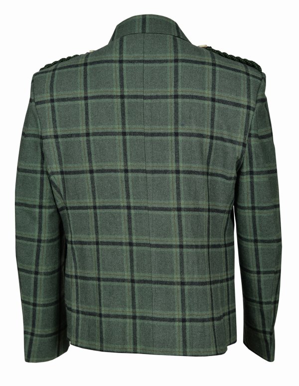 Traditional Style Lovat Green Tweed Argyle Kilt Jacket With 5 Button Vest..