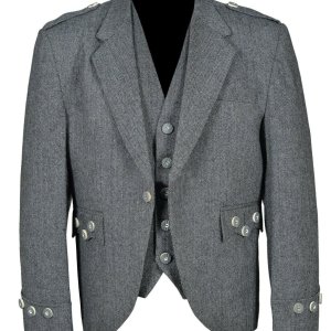Men's Tweed Crail Highland Kilt Jacket & Vest Scottish Wedding Dress