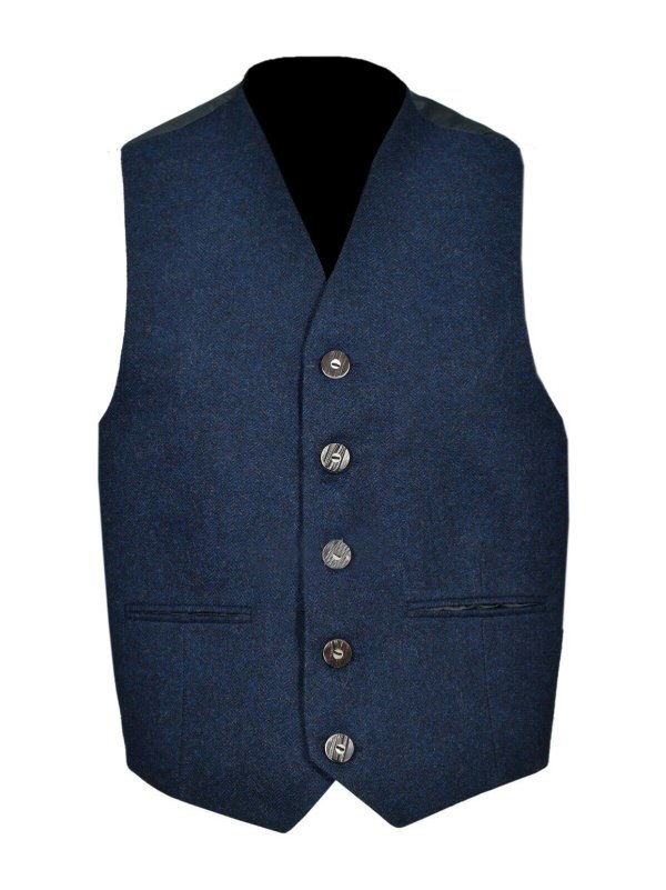 Blue Tweed Crail Highland Kilt Jacket and Waistcoat