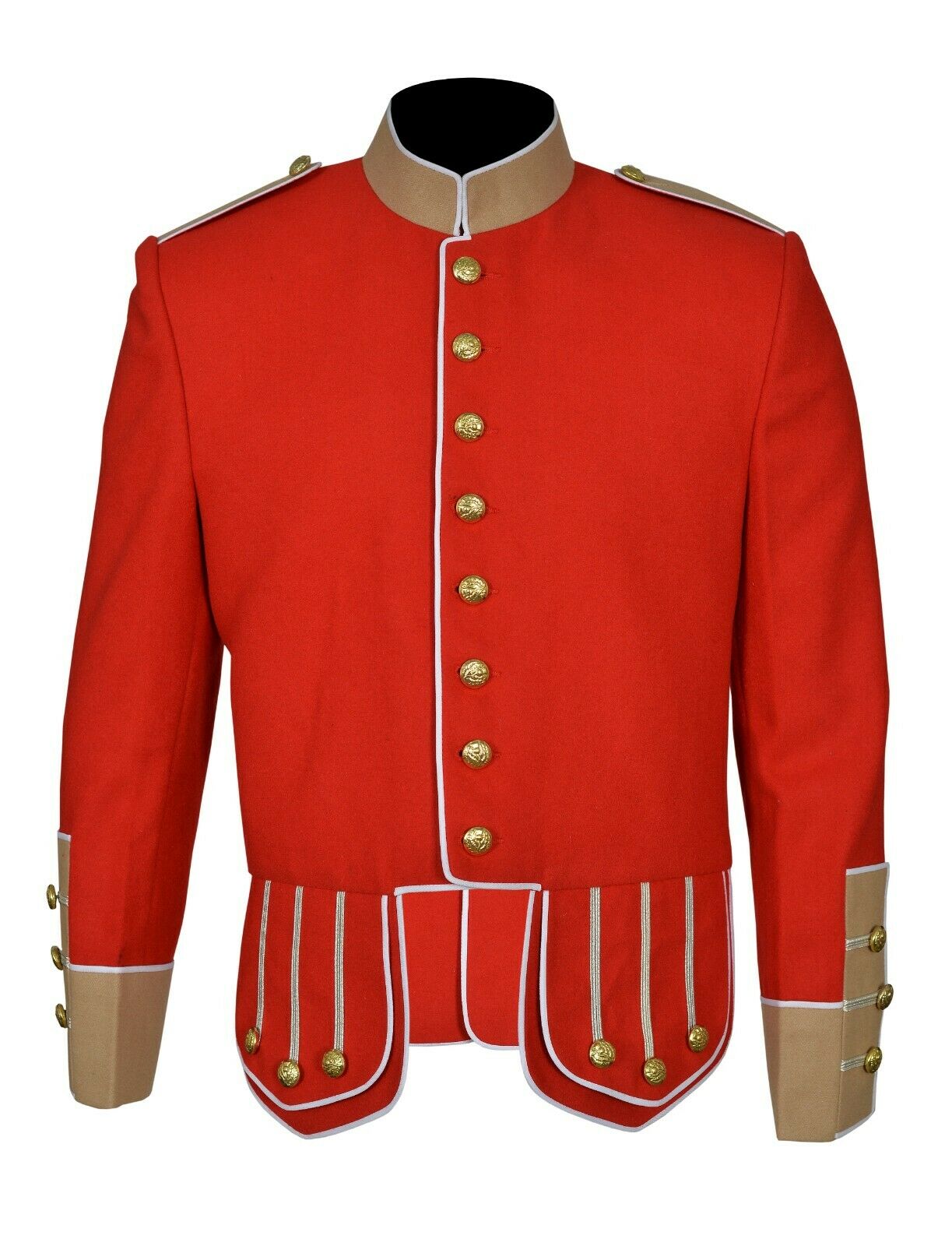 Wool Blend white Trim Red Military Doublet Pipe Band Jacket at  Men's  Clothing store