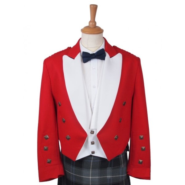 RED Prince Charlie Jacket & white Waistcoat