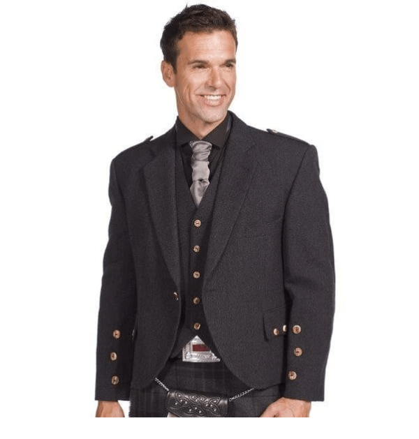 charcoal tweed kilt jacket