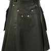 Black Leather Kilt With Stylish Pockets