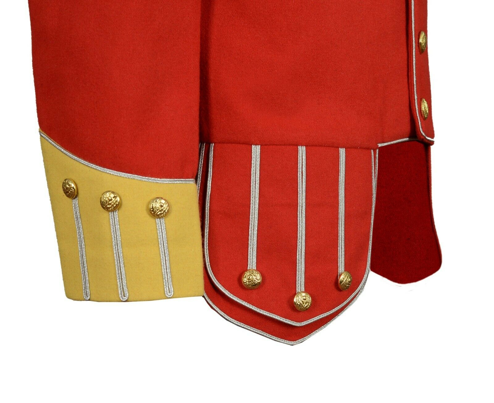 Brand New 100 Wool Blend white Trim Red Military Doublet Pipe Band