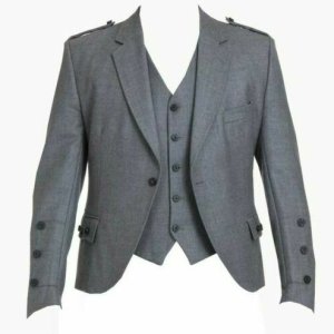 Light Grey Argyle Kilt Jacket and 5 -button waistcoat