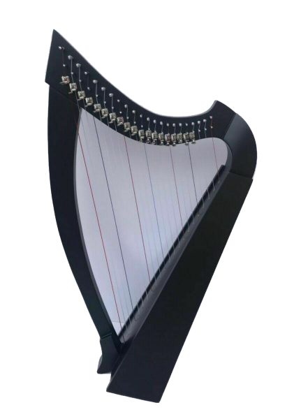 22 Strings Lever Harp Student Harp Solid Wood Black Color Free Bag, Key