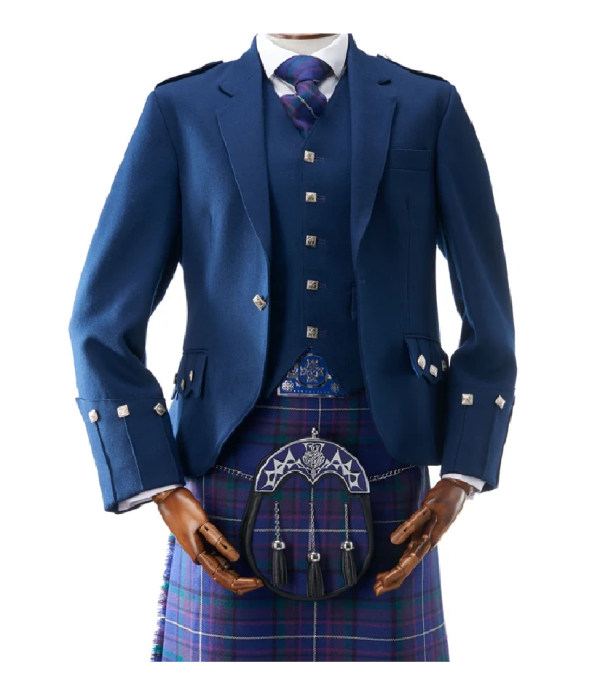 Men’s Blue Argyll Jacket & Waistcoat