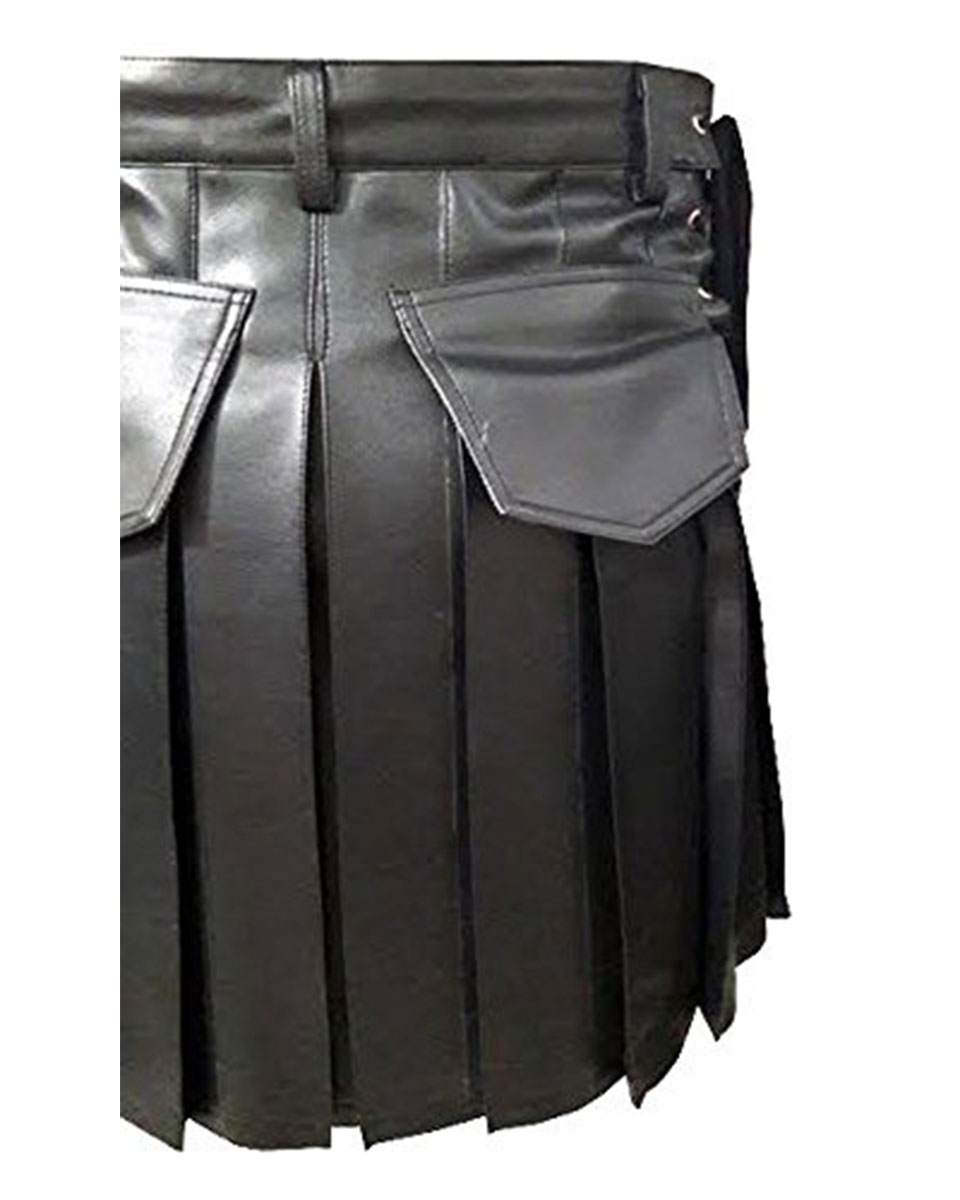 New Style Mens Black Leather Kilt Larp Scottish Kilt Collection