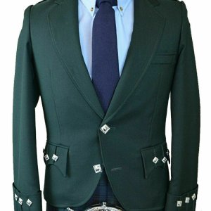 Scottish Green Argyle Kilt Jacket 100% Wool - Custom Made Highland Men's Jacket