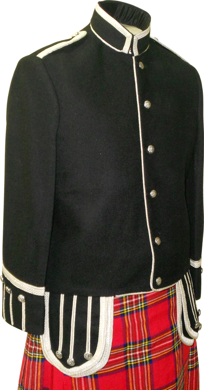 New Black Military Tunic Doublet Jacket [Bag Piper Drummer] Scottish