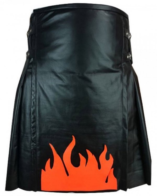 Modern Flame Leather Kilt for Men
