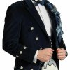 Dark Blue Velvet Scottish Regulation Doublet Kilt Jacket With Vest