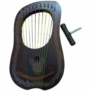 New Lyra Harp Sheesham Wood 10 Metal Strings/Lyre Harp Engraved Carying Case