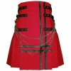 New Stylish Red Canvas 100% Cotton Fashion Utility Kilt Chain