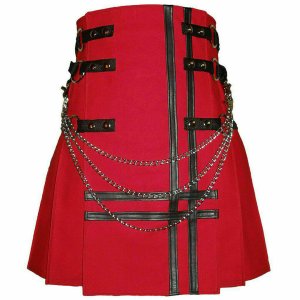 New Stylish Red Cancas 100% Cotton Fashion Utility Kilt Chain