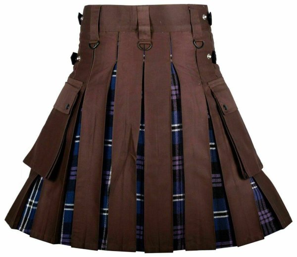 Men’s High Quality Hybrid Kilt- Brown Cotton and Heritage of Scotland Tartan