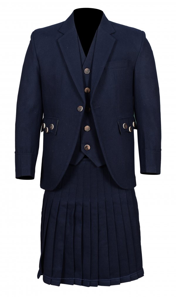 Men’s Scottish Navy Blue Wool Argyle Kilt Jacket wedding dress