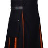 Scottish Men 100% Cotton Fashion Black and Orange Hybrid Kilt Men