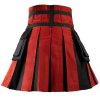 Scottish Utility Fashion Hybrid Kilt For Men Red-Grey Color With Black Pleats