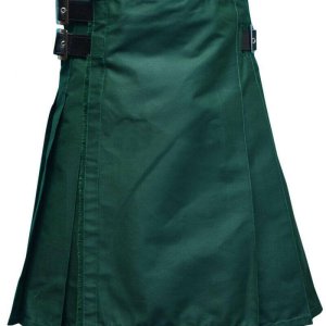 New Scottish Fashion Traditional Kilt Forest Green Leather Straps