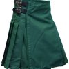 New Scottish Fashion Traditional Kilt Forest Green Leather Straps