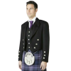 Scottish Barathea Wool Prince Charlie Kilt Jacket With & 5 Button Waistcoat